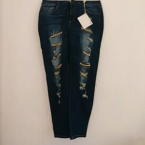 Blue jeans with fashion rips